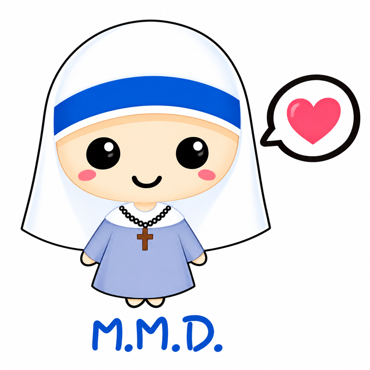 Ilustración de una hermana misionera junto a un corazón